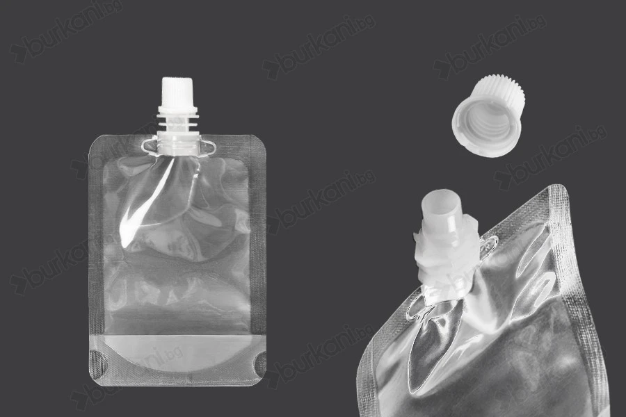 Прозрачна торбичка тип ДОЙ ПАК 100 ml  с бяла капачка - 50 бр-изображение_продукт