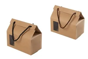 Кутия - крафт чанта с прозорец и дръжка 180x100x160 - 20 бр-1