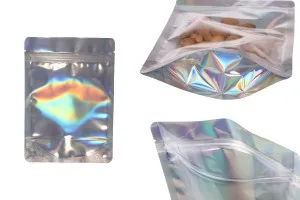 Алуминиеви торбички тип Doy Pack, прозрачни отпред с "цип" и възможност за термозапечатване140x40x200 mm - 50 бр.-1