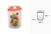 Пликове тип Doy Pack с цип във формата на буркан с размери  135x35x195 mm , в опаковка от 50 бр.