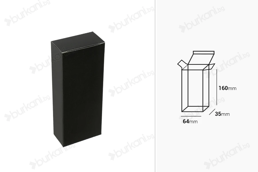 Хартиена кутия 64х35х160 в различни цветове - 50 бр-изображение_размери