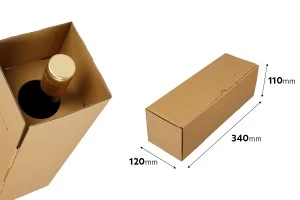 Опаковъчна кутия 340х120х110 мм от крафт хартия (за бутилка вино) - 20 бр.-2
