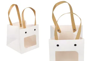 Хартиена подаръчна торбичка 120х120х120 мм бяла с прозорче - 12 бр-изображение_продукт