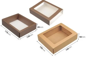 Опаковъчна картонена кутия 195x155x50 мм (чекмедже) с прозорец - 12 бр.-2