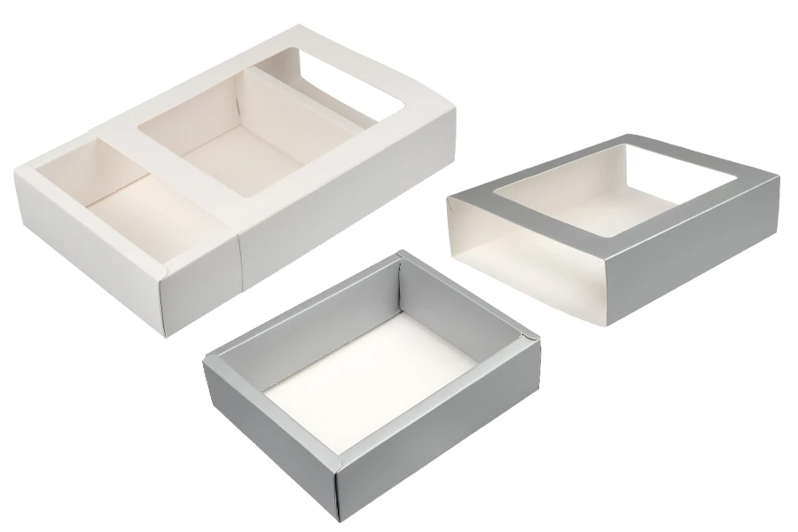 Опаковъчна картонена кутия 195x155x50 мм (чекмедже) с прозорец - 12 бр. Опаковъчна картонена кутия 195x155x50 мм (чекмедже) с прозорец - 12 бр.-изображение_група