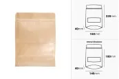 Хартиени торбички с тип ДОЙ ПАК 160x40x220 mm, с цип, с прозорец, вътрешна и външна прозрачна облицовка - 100 бр.