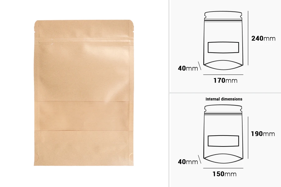 Торбички тип ДОЙ ПАК 170x40x240 mm, с цип, с прозорец - 100 бр. Торбички тип ДОЙ ПАК 170x40x240 mm, с цип, с прозорец - 100 бр.