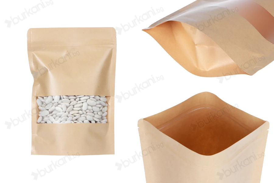 Торбички тип ДОЙ ПАК  170x40x240 mm, с цип, с  прозорец - 100 бр.-изображение_продукт