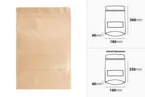 Хартиени торбички тип ДОЙ ПАК с прозорец 180x40x260 mm - 100 бр.-2