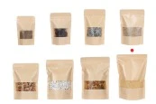 Крафт торбички тип Doy Pack 200x50x300 mm, с цип, прозорец, - 100 бр.