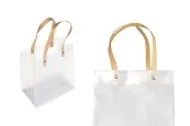Пластмасова подаръчна торбичка 160x100x180 mm полупрозрачна с дръжка - 12 бр. Пластмасова подаръчна торбичка 160x100x180 mm полупрозрачна с дръжка - 12 бр.