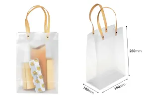 Пластмасова подаръчна торбичка 180x100x260 mm полупрозрачна с дръжка - 12 бр.-2