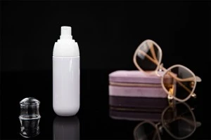 Пластмасова PET бутилка 80 ml с бяла помпа и прозрачна капачка-3