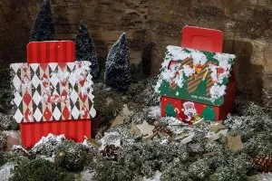 Коледна кутийка за подарък с 120x100x140 mm, с дръжка -  25 бр./пакет-7