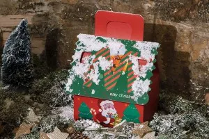Коледна кутийка за подарък с 120x100x140 mm, с дръжка -  25 бр./пакет-8