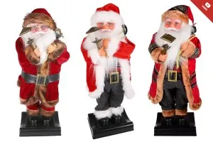 Декоративен движещ се Дядо Коледа с фенер в ръка и с музика - височина 65 см-изображение_продукт