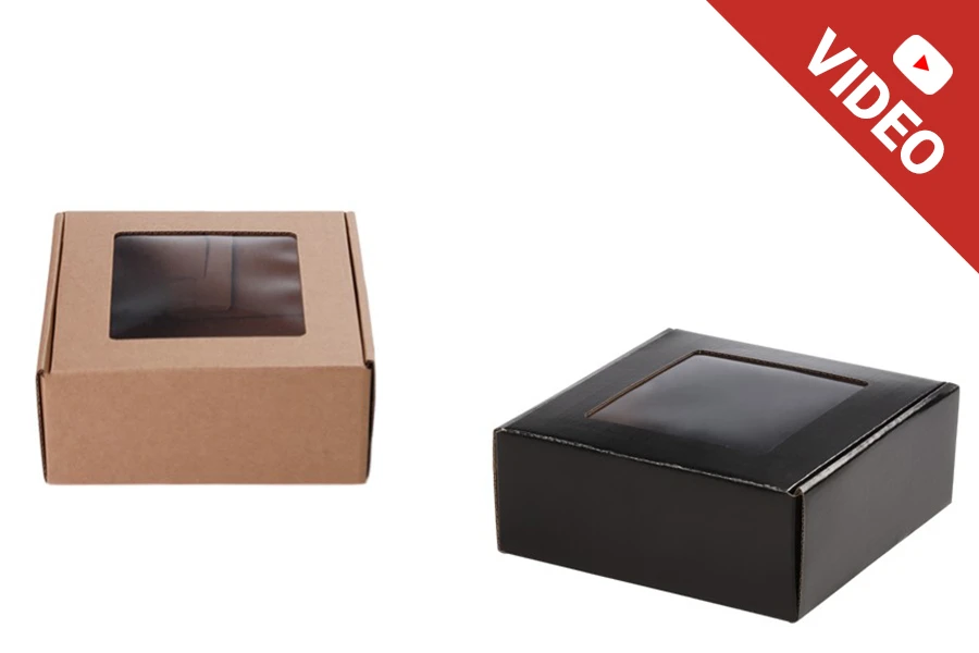 Кутия от крафт хартия с размери 180x180x70 mm с прозорец - 20 бр. Кутия от крафт хартия с размери 180x180x70 mm с прозорец - 20 бр.-изображение_продукт