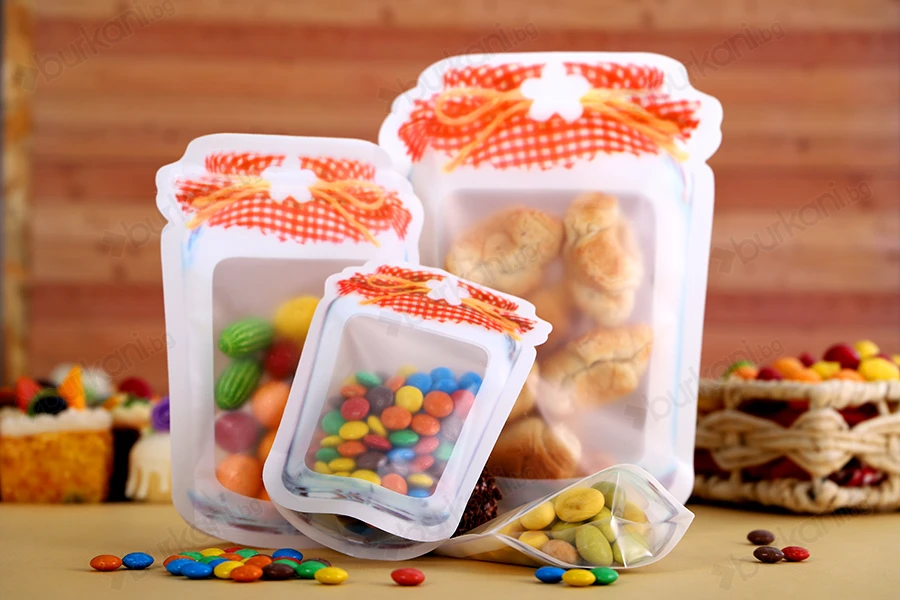 Пликове тип Doy Pack с цип във формата на буркан с размери 105x30x154 mm с цип затваряне - 50 бр./пакет-изображение_група