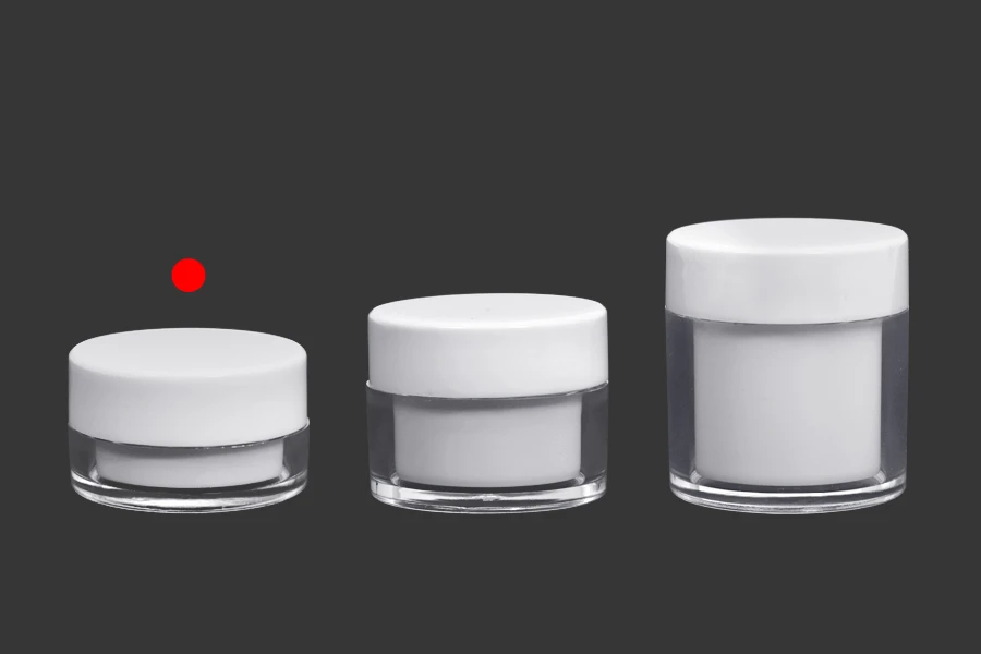 Пластмасов акрилен буркан за крем 15 мл с бяла капачка и уплътнител - 6 бр.-изображение_група