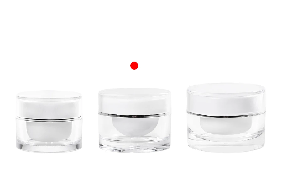Луксозна кръгла акрилна кутийка за крем 10 мл с пластмасова  капачка и  вътрешен уплътнител - 12 бр.-изображение_група