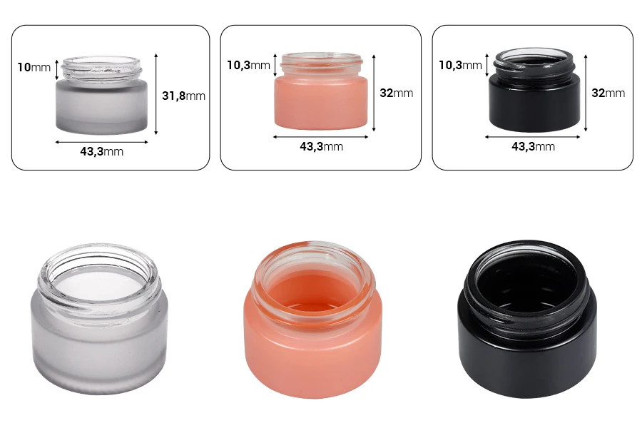 Стъклен буркан в розово матов цвят 15 мл -  без капачка-изображение_размери