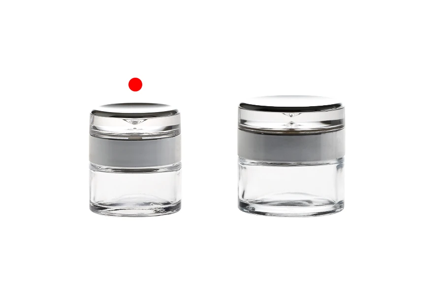 Стъклен буркан 30 мл с пластмасова акрилна луксозна капачка и вътрешен уплътнител Стъклен буркан 30 мл с пластмасова акрилна луксозна капачка и вътрешен уплътнител-изображение_група