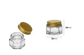 Стъклен буркан за крем  15 мл с алуминиева златиста капачка-изображение_размери