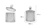Стъклен декоративен буркан с размери 68,5x111 mm  със стъклен капак