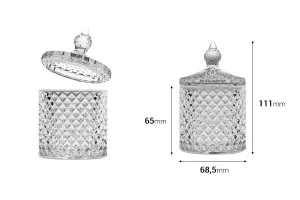 Стъклен декоративен буркан с размери 68,5x111 mm  със стъклен капак-2