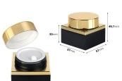 Стъклено бурканче 50 мл за крем, в цвят черен мат, със златиста капачка с пластмасов разделител-изображение_размери