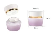Стъклено бурканче за крем 30 мл - лилаво-бяло, с акрилна капачка и пластмасов разделител-изображение_размери
