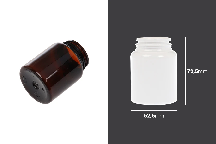 Пластмасов PET буркан 100 мл за лекарства-изображение_размери