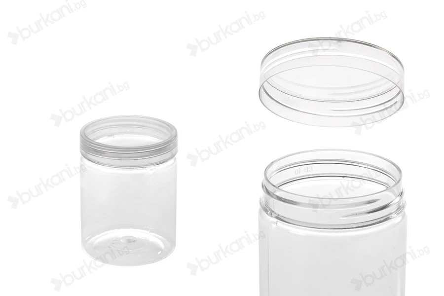 Пластмасови буркани  140 ml (PET) 55x73 mm с прозрачна капачка - 12 бр.-изображение_продукт