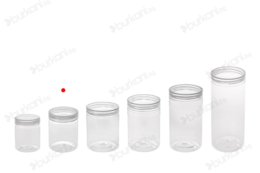 Пластмасови буркани  140 ml (PET) 55x73 mm с прозрачна капачка - 12 бр.-изображение_група