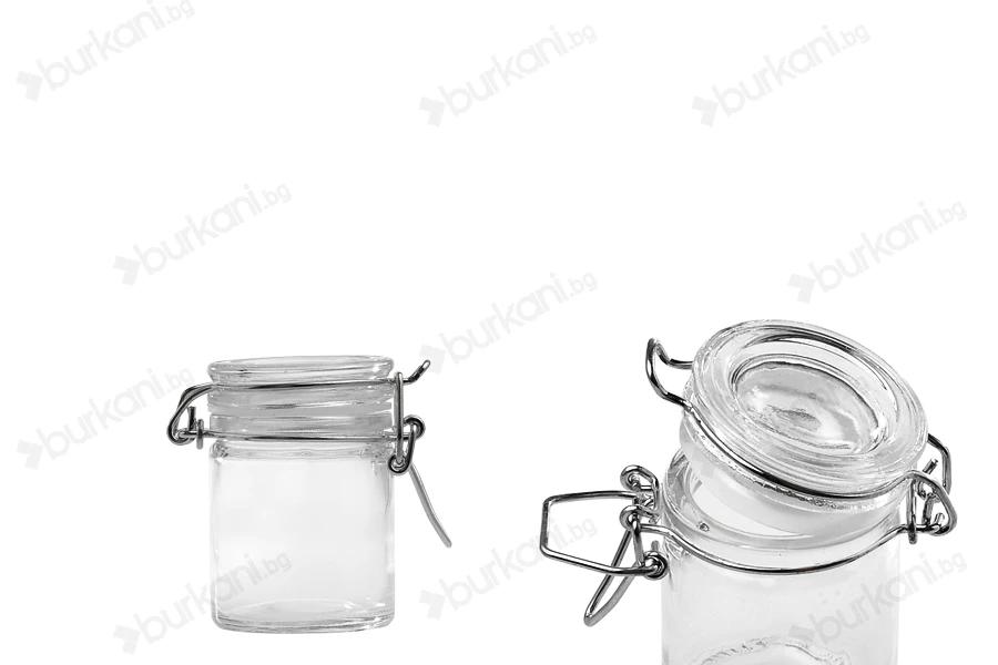 Стъклено кръгло бурканче с вградена капачка 40 мл-изображение_продукт