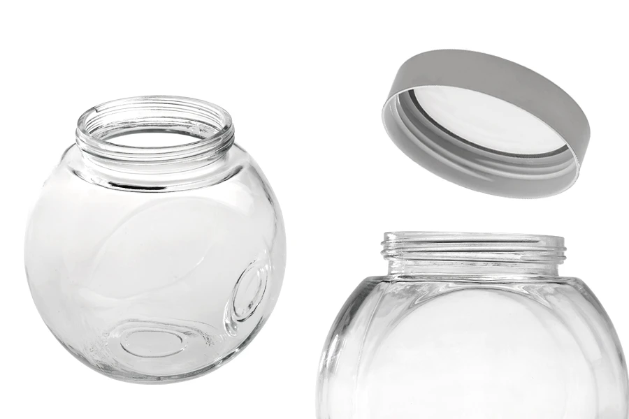 Стъклен буркан 2000 мл със сребриста капачка-изображение_размери