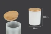 Стъклени буркани с размер 85x100 mm с херметическа дървена капачка Стъклени буркани с размер 85x100 mm с херметическа дървена капачка