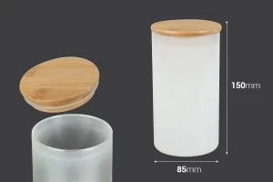 Стъклени буркани с размер  85x150 mm с дървена херметическа капачка-2