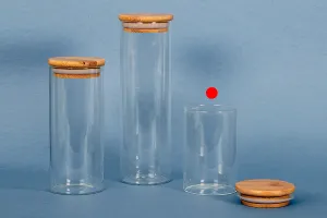 Стъклен буркан от 250 ml с дървена херметическа капачка-6