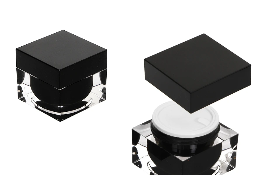 Пластмасово акрилно луксозно бурканче 50 мл за крем, със сребриста капачка с уплътнител-изображение_група