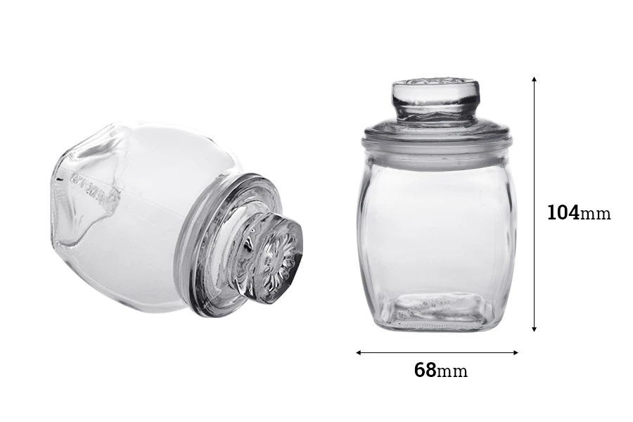 Стъклен буркан 200 мл със стъклена херметическа капачка-изображение_размери