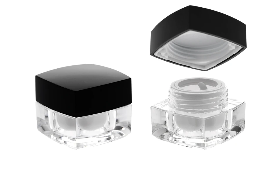 Луксозни акрилни бурканчета за крем 5 мл с черна капачка-изображение_група