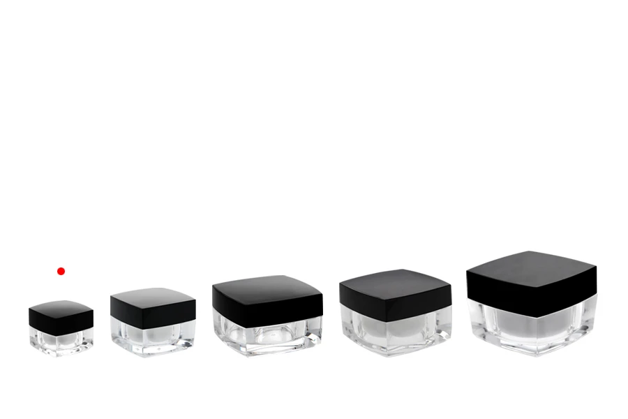 Луксозни акрилни бурканчета за крем 5 мл с черна капачка-изображение_група