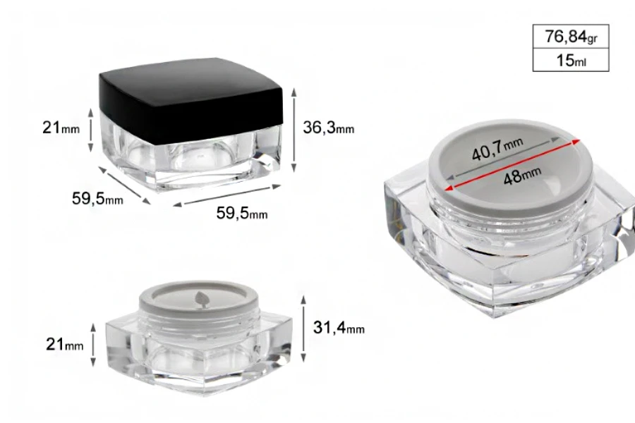 Луксозен акрилен буркан 15 мл за крем с черна капачка-изображение_група