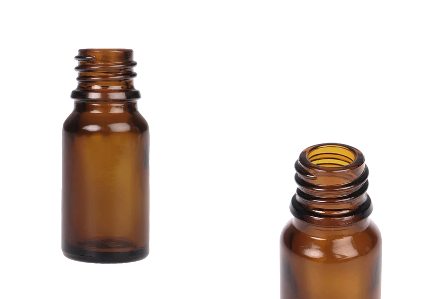 Стъклена кафява бутилка 10 мл за етерични масла, с гърло PP18 Стъклена кафява бутилка 10 мл за етерични масла, с гърло PP18-изображение_продукт