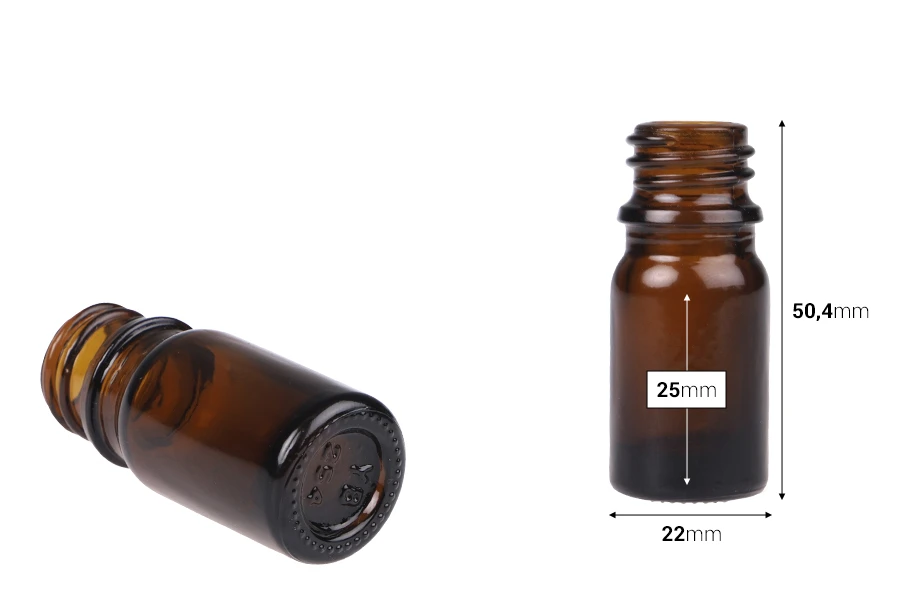 Стъклена кафява бутилка 5 мл за етерични масла Стъклена кафява бутилка 5 мл за етерични масла-изображение_размери