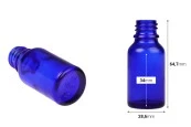 Синя стъклена бутилка 15 мл за етерични масла с гърловина PP18-изображение_размери