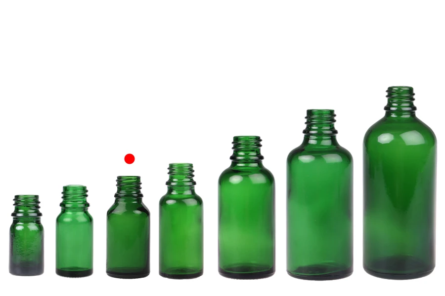 Стъклена зелена бутилка за етерични масла 15 мл с гърловина PP18-изображение_група