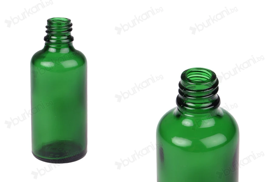 Зелена бутилка за етерични масла  50 ml с гърловина  PP18-изображение_продукт