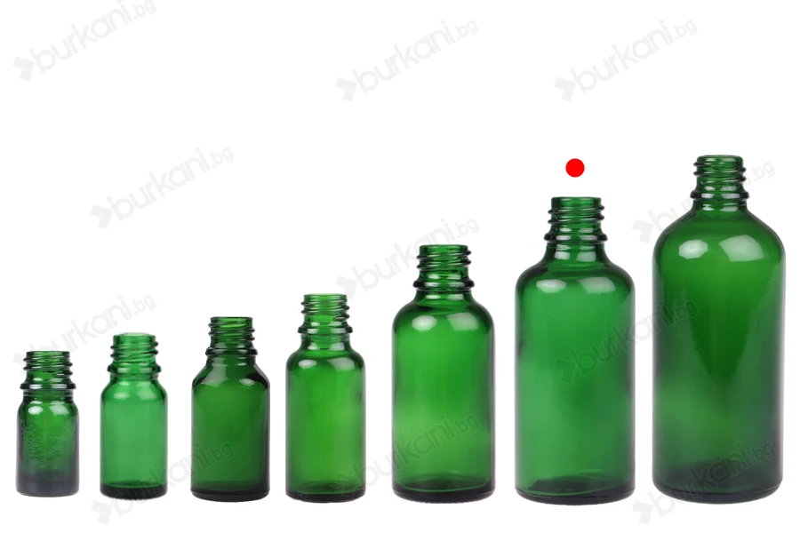 Зелена бутилка за етерични масла  50 ml с гърловина  PP18-изображение_група